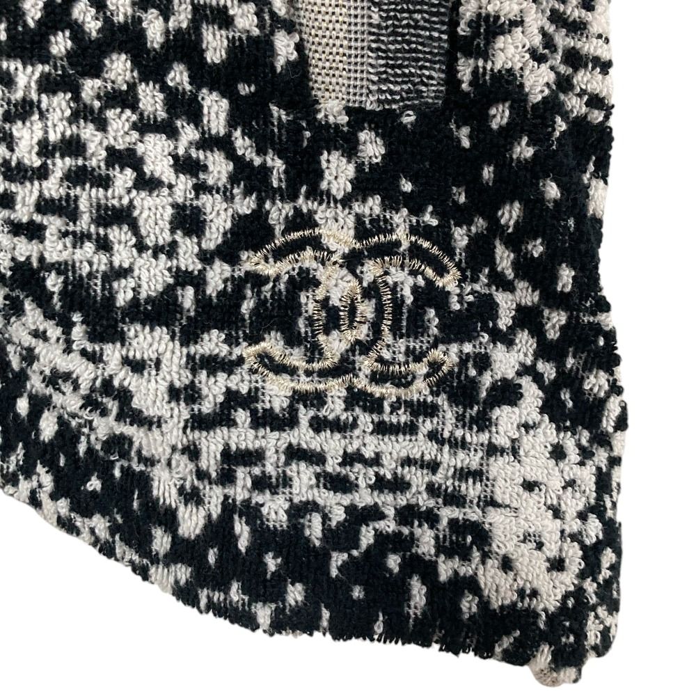 美品 CHANEL シャネル パイル地 ココマーク ポンチョ コート P53512 サイズ34/36 ブラック グレー レディース 古着 中古 USED