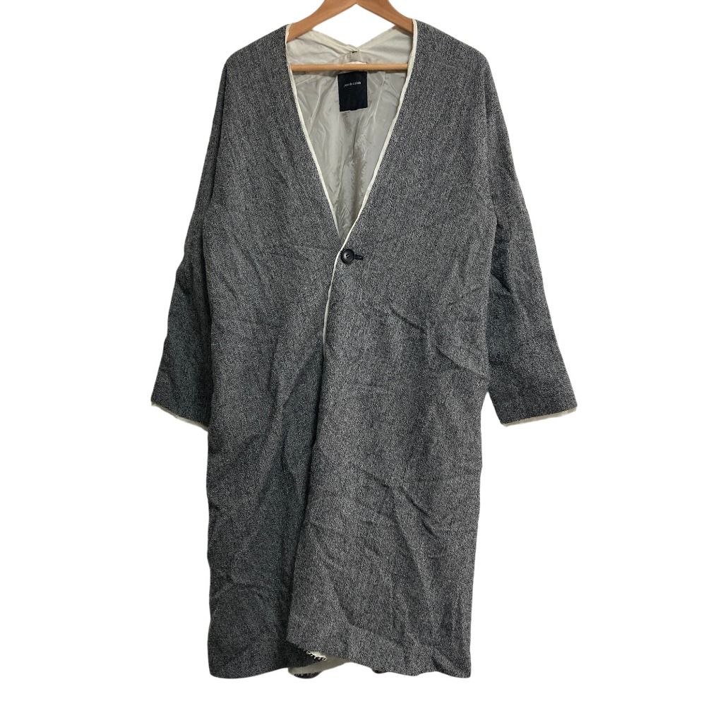 pas de calais パドカレ ノーカラーコート 36 美品 pas de calais パドカレ ウールヘアライン ノーカラーコート