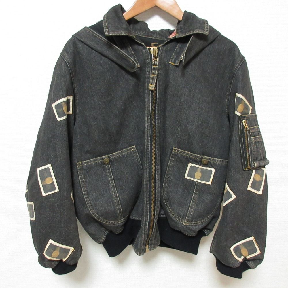 良品 PINK HOUSE ピンクハウス デニム MA-1 ジャケット ブラックグレー