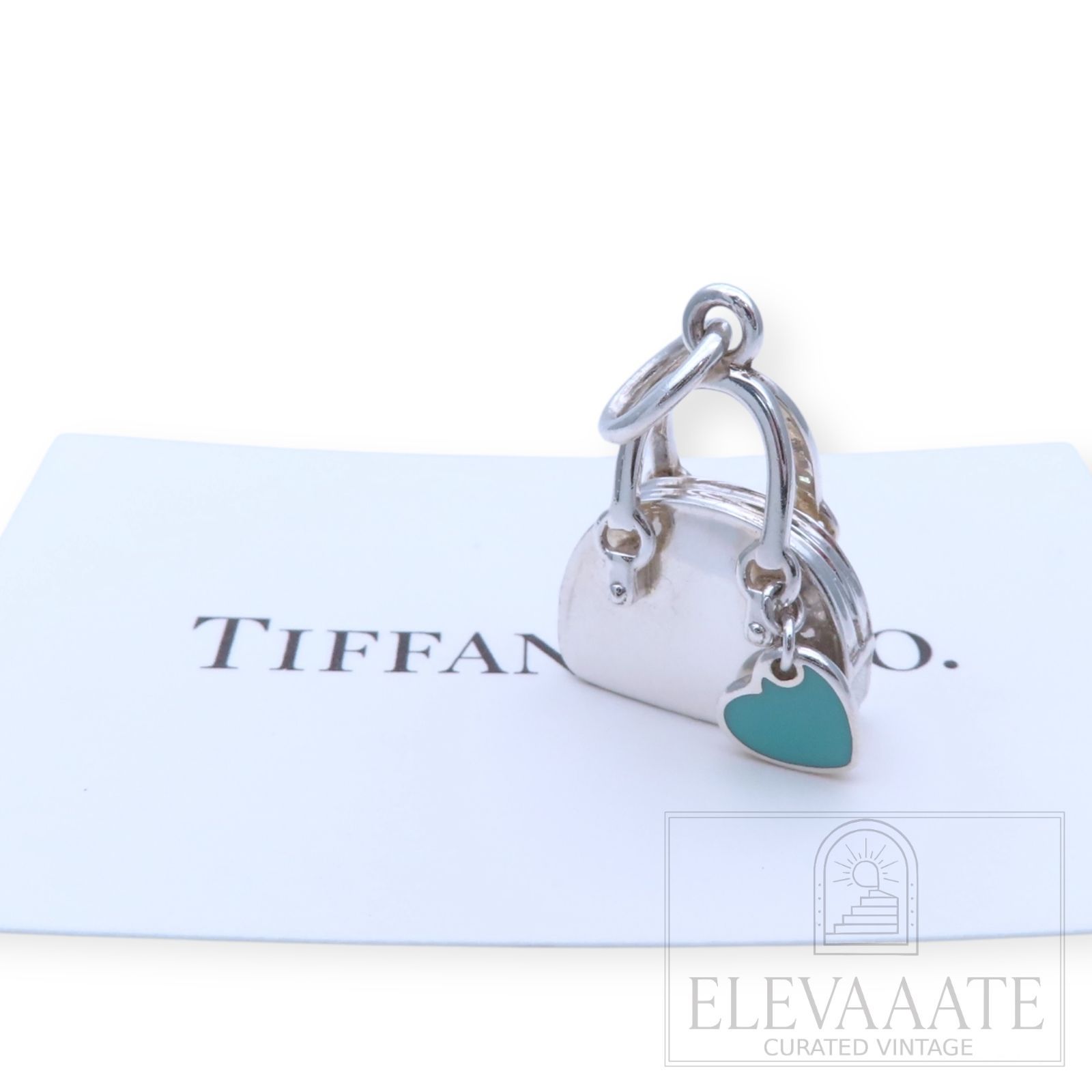 希少 美品 Tiffany&Co. ティファニー バッグ ブルー ハート シルバー ネックレス トップ Ag925 SV チャーム TO214