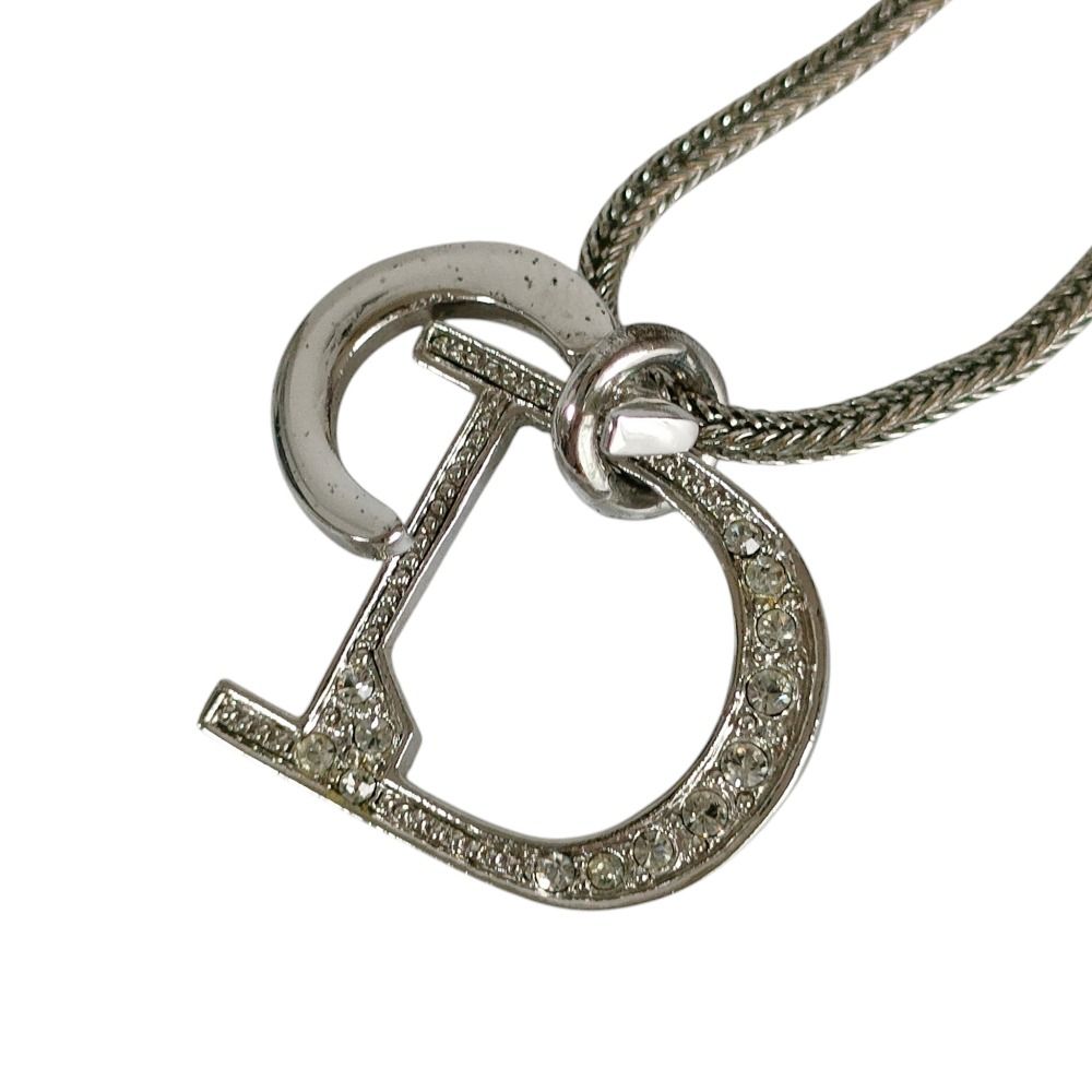 美品】Dior CDロゴ ネックレス ラインストーン シルバーカラー 良品 