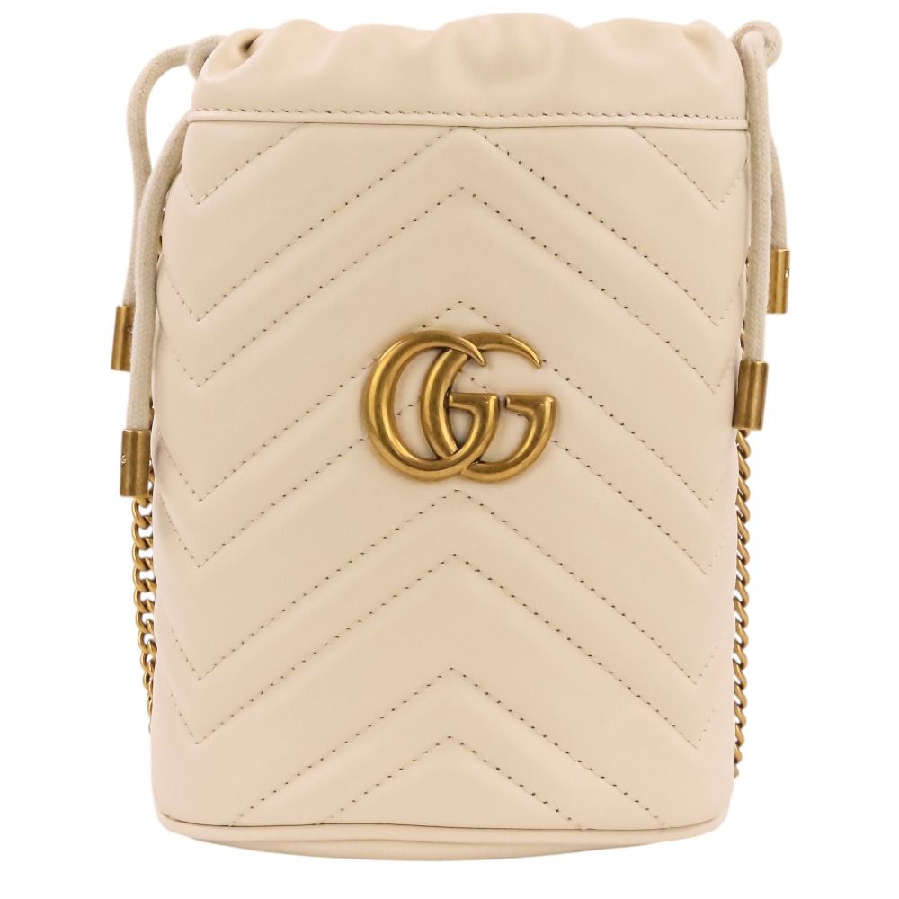美品 GUCCI グッチ GGマーモント レザー ミニ バケット チェーン