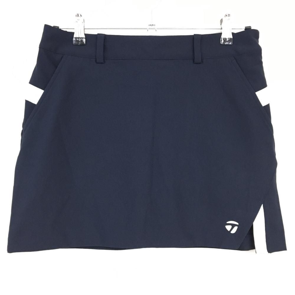LL【TaylorMade】美品 ゴルフ スカート 紺白 パンツ付 ロゴ 希少 超美品】テーラーメイド スカート ネイビー×白 立体ロゴ 内側インナー