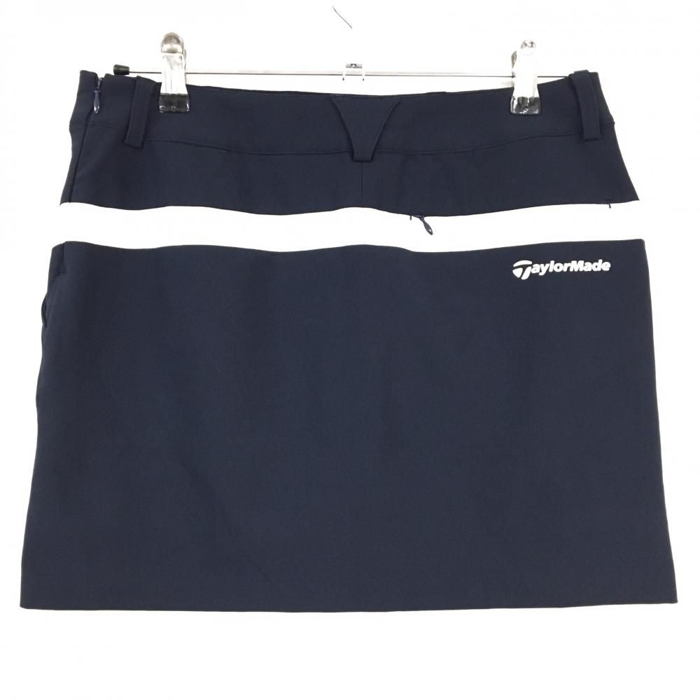 LL【TaylorMade】美品 ゴルフ スカート 紺白 パンツ付 ロゴ 希少 超美品】テーラーメイド スカート ネイビー×白 立体ロゴ 内側インナー