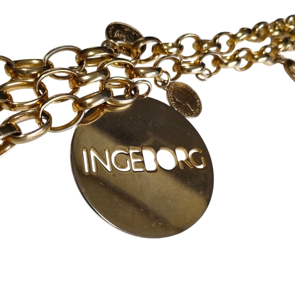 良品 INGEBORG インゲボルグ メタルコインモチーフ チェーン ロング