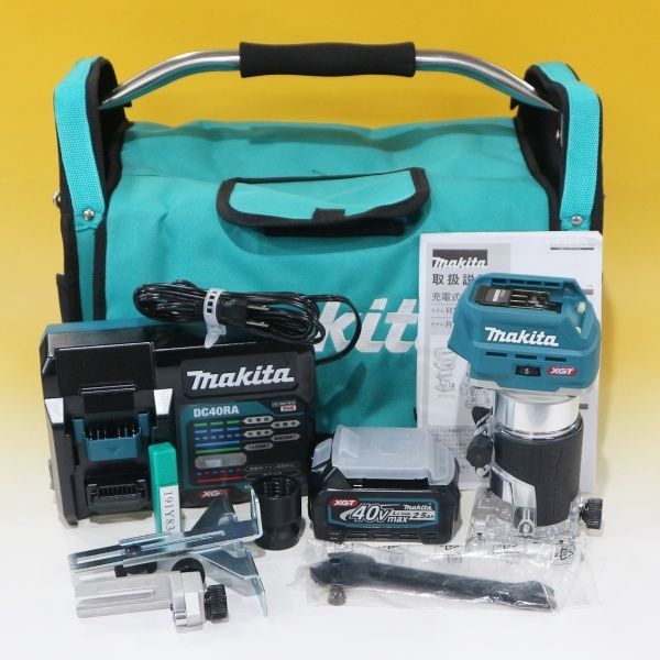 未使用品 makita/マキタ 充電式トリマ RT001G 40Vmax 2.5Ah バッテリー1個 充電器 ツールバッグ