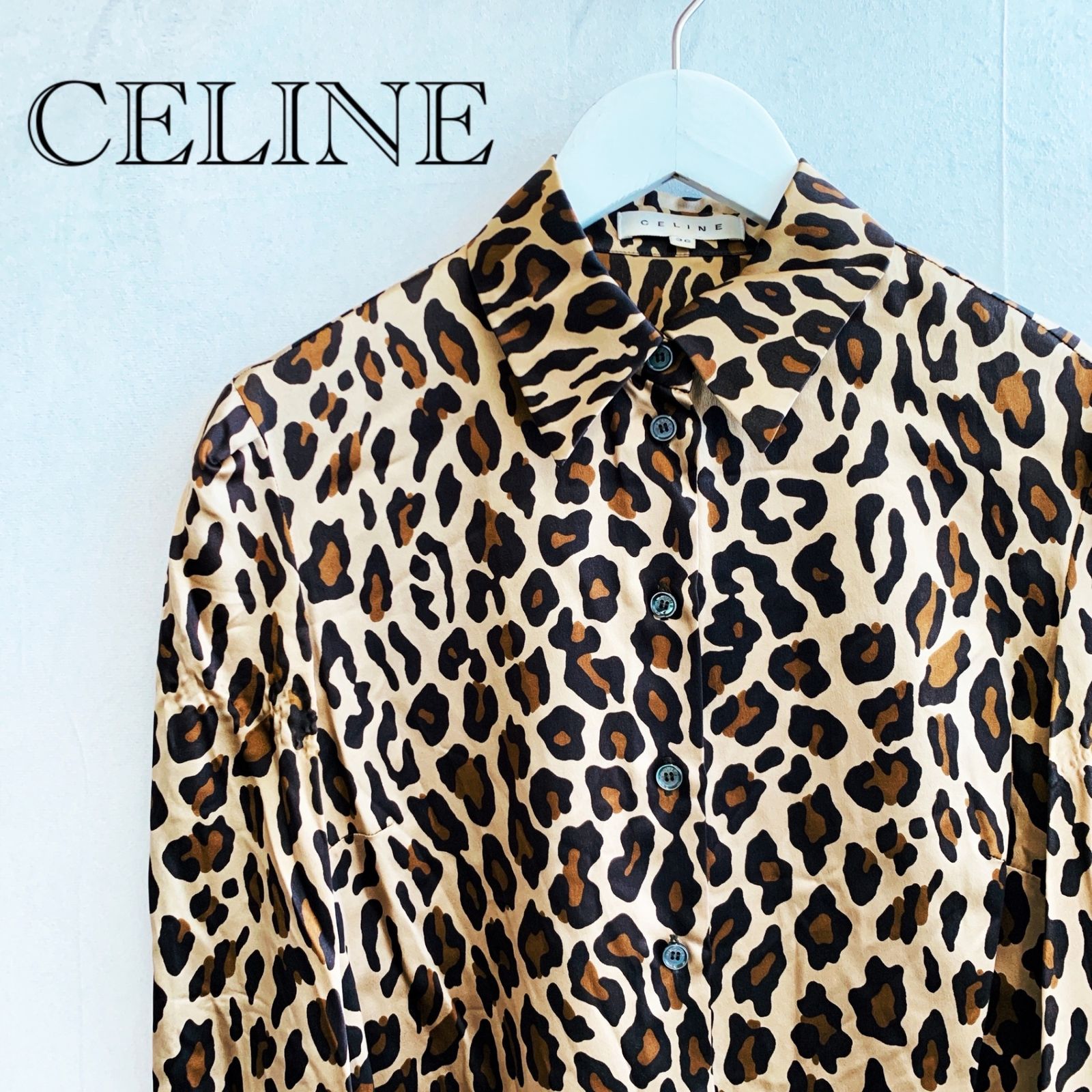 希少】CELINE セリーヌドット柄 ロングワンピース トランプ柄 フレア 