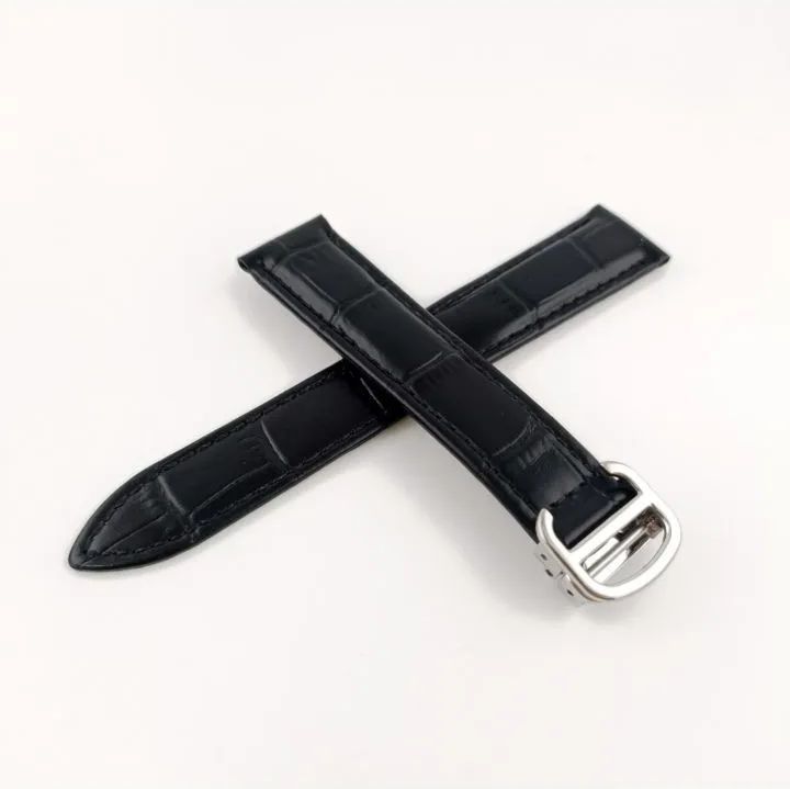 18mm 腕時計 レザー ベルト ブラック 黒 防水仕様 バックル付 【対応