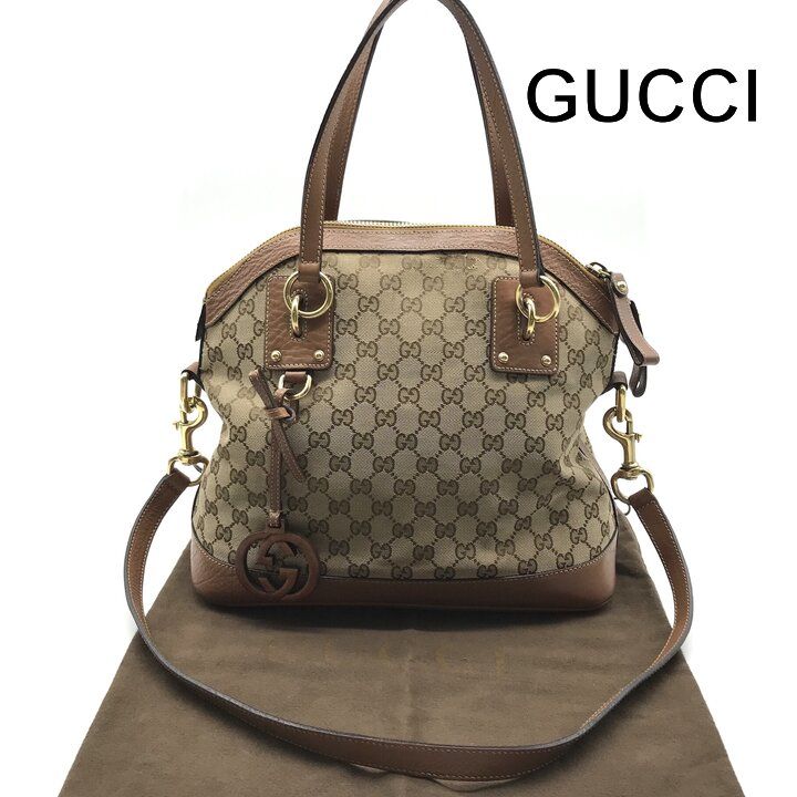 良品 GUCCI グッチ GGキャンバス レザー ハンド ショルダー 2way 