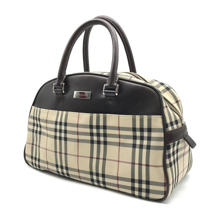 美品 BURBERRY バーバリー ノバチェック キャンバス レザー ミニ