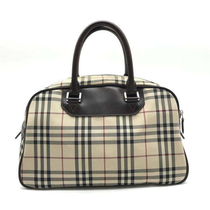 美品 BURBERRY バーバリー ノバチェック キャンバス レザー ミニ