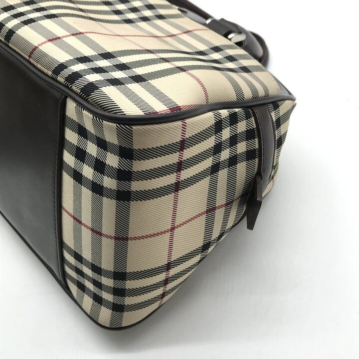 美品 BURBERRY バーバリー ノバチェック キャンバス レザー ミニ