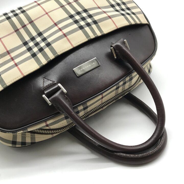 美品 BURBERRY バーバリー ノバチェック キャンバス レザー ミニ