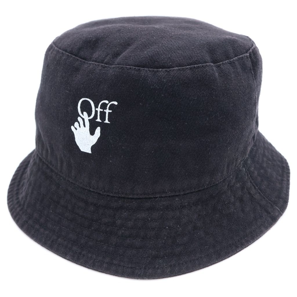 OFF-WHITE オフホワイト フロントロゴプリントバケットハット ブラック OFF-WHITE (オフホワイト) フロントロゴプリントバケットハット