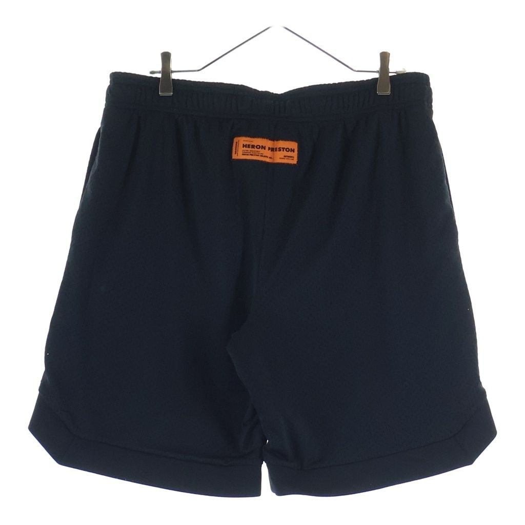 HERON PRESTON ヘロンプレストン 23SS BASKETBALL SHORTS バスケットボールロゴプリントショーツ メッシュショートパンツ バックロゴ刺繍 ブラック HMVH003S23JER001 HERON PRESTON (ヘロンプレストン) 23SS BASKETBALL SHORTS