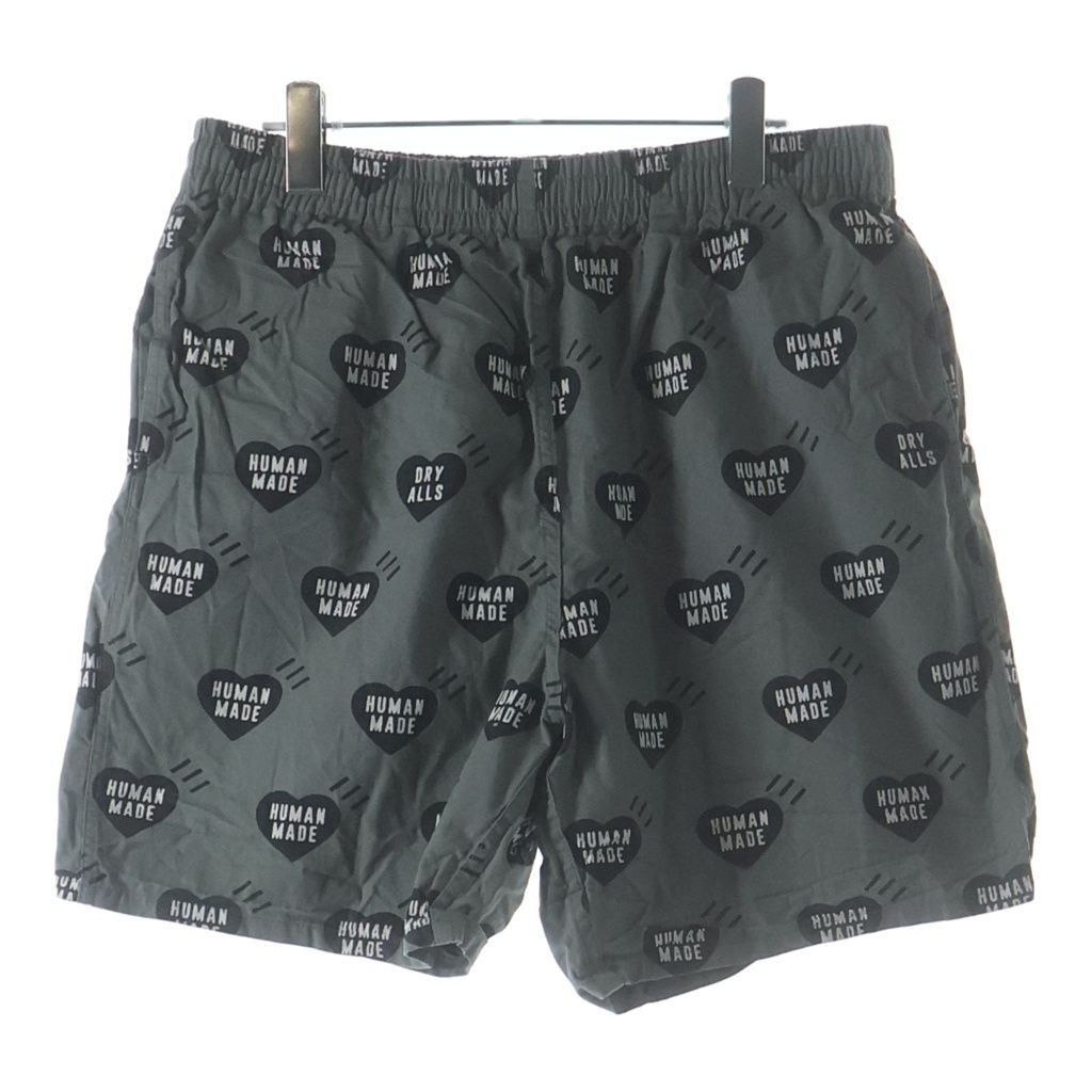 未使用 HUMAN MADE ショートパンツ イエロー ハート HUMAN MADE (ヒューマンメイド) ハートロゴ総柄ショートパンツ ハーフ