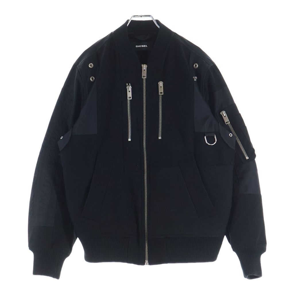 DIESEL (ディーゼル) W-GARBO ナイロン切り替え ウール ジャケット ボンバージャケット ブラック