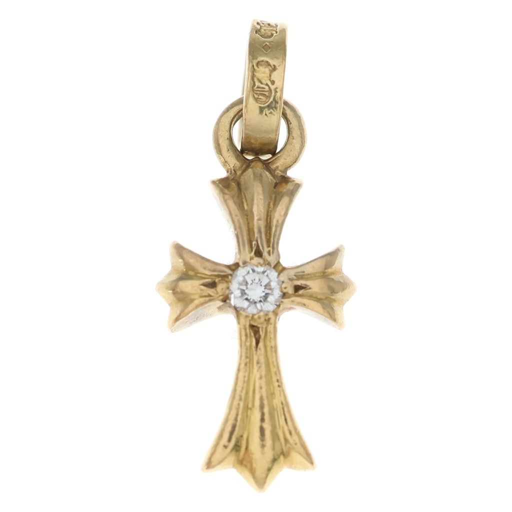 CHROME HEARTS (クロムハーツ) 22K CRS BBYFAT DIA ベイビーファットクロス 両面1ダイヤ ペンダントトップ ゴールド BCA034