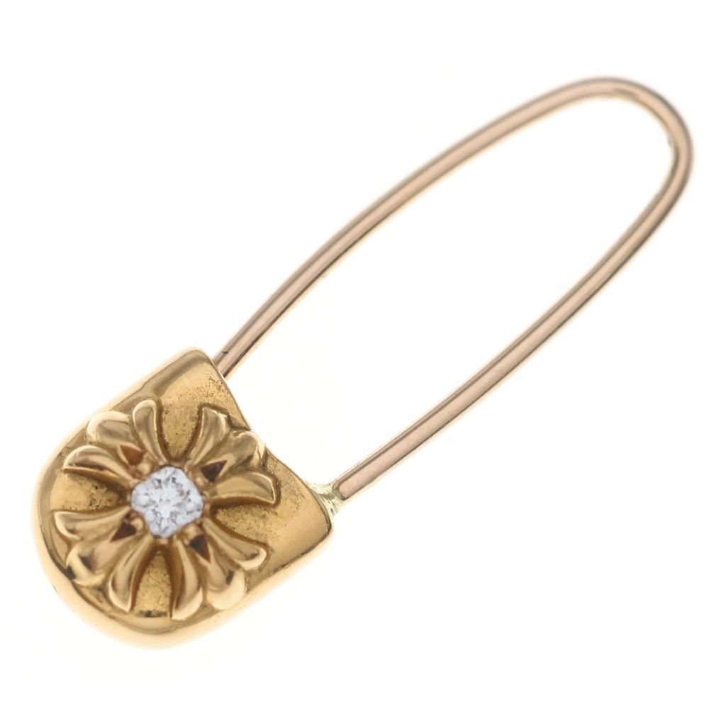 CHROME HEARTS (クロムハーツ) 22K ER SAFETY PIN 1DIA セーフティピン ピアス ゴールド