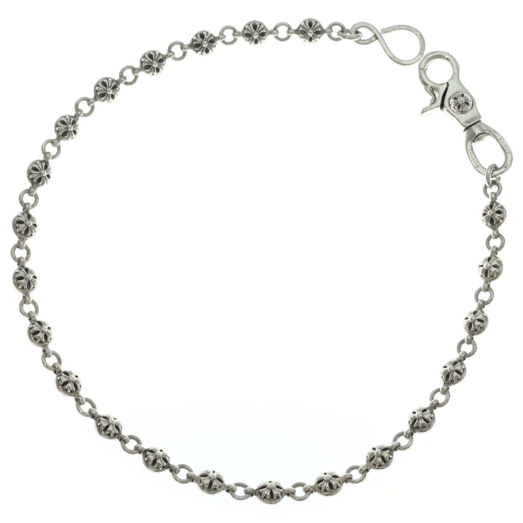CHROME HEARTS (クロムハーツ) 2BALL LONG-S 1クリップロング#2クロスボール ウォレットチェーン シルバー BCA386