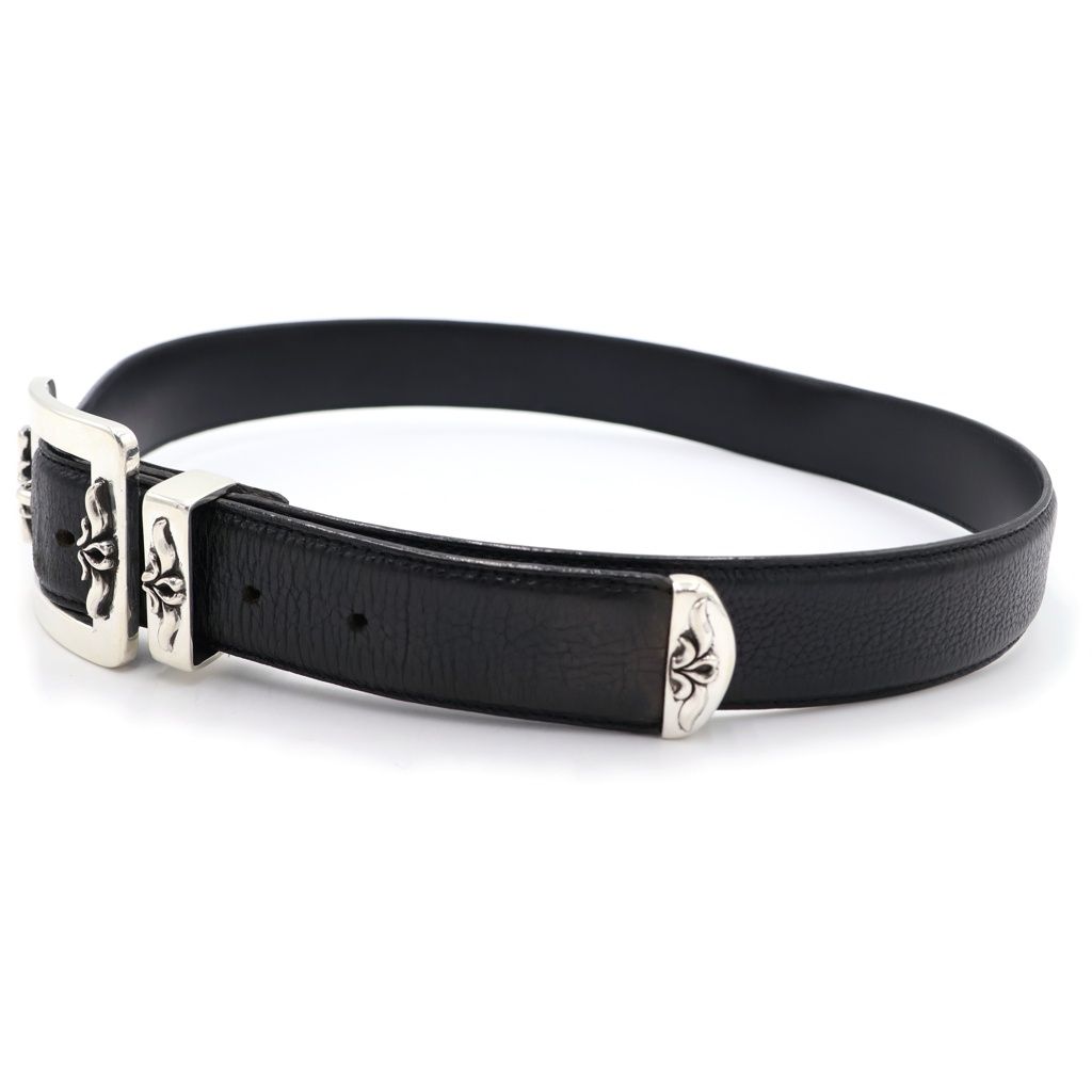 CHROME HEARTS (クロムハーツ) BLT OTJ 1.5inch フィリグリー レザーベルト ブラック/シルバー