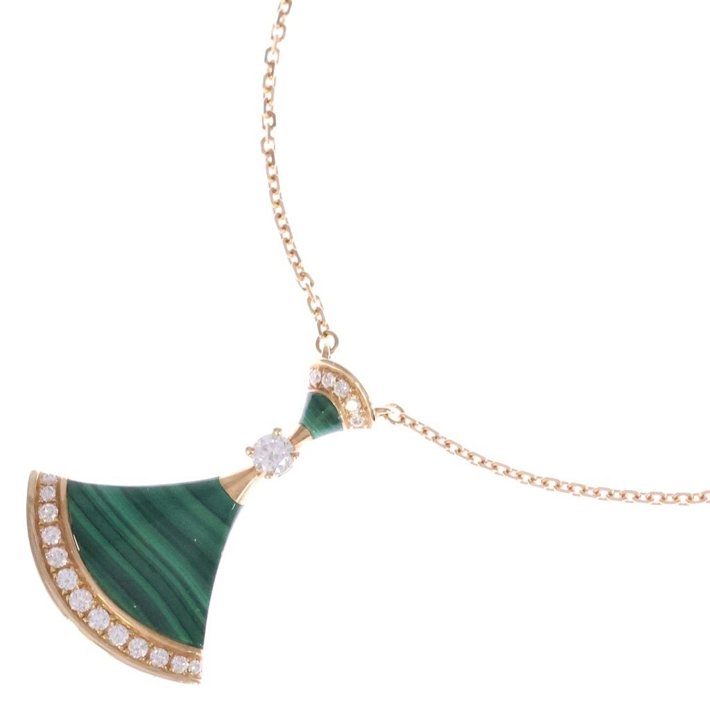 BVLGARI (ブルガリ) ディーヴァドリーム マラカイト ダイヤ ネックレス Au750PG 6.9g SY29MM 箱