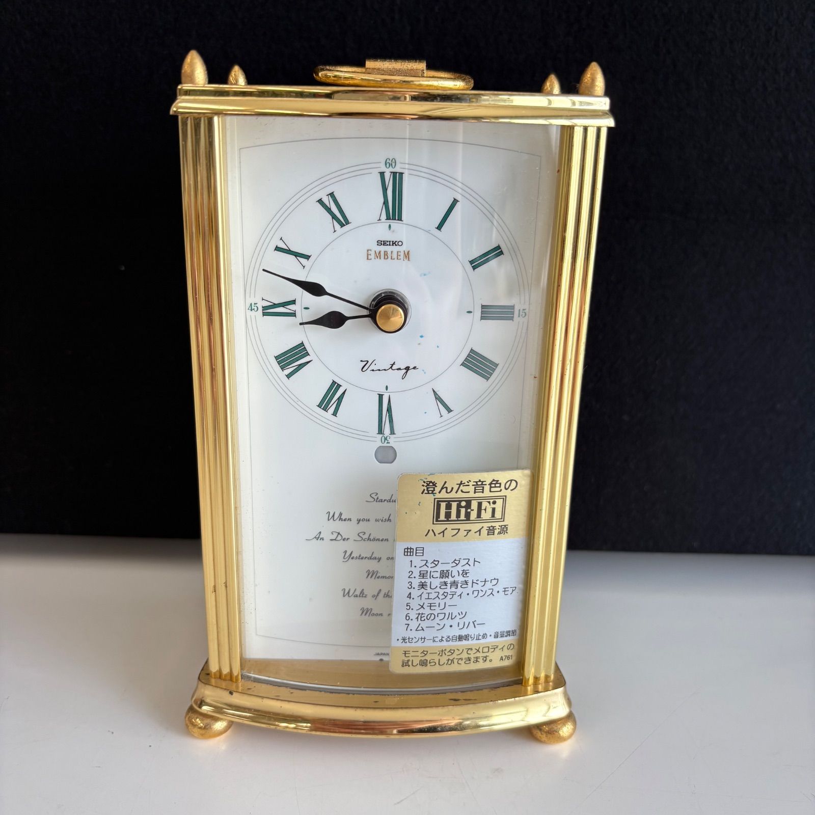 SEIKO EMBLEM 置時計 ゴールド SEIKO EMBLEM HW481G セイコー 置き時計 オルゴール付き HiFi音源