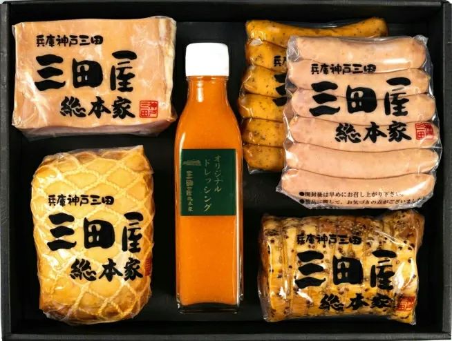 【 KS-100】三田屋総本家 ハムギフト：ロースハムブロック ももハムブロック ペッパーハムブロック チューリンガーウィンナー ブラボーウィンナー ドレッシング セット