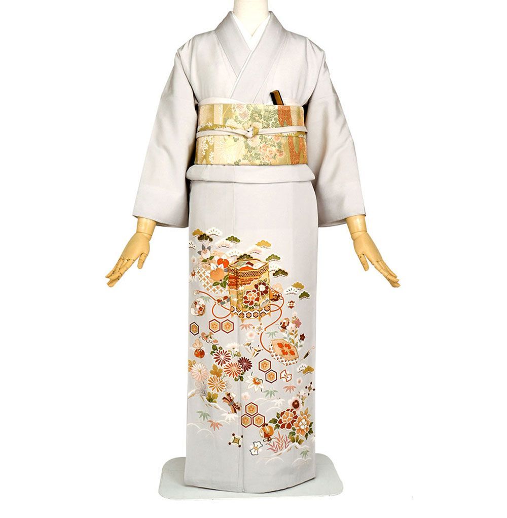 礼装用　色留袖　三つ紋　比翼仕立て　 貝桶・菊・亀甲文　着物単品　【結婚式、披露宴などの祝い事に】旧レンタル商品