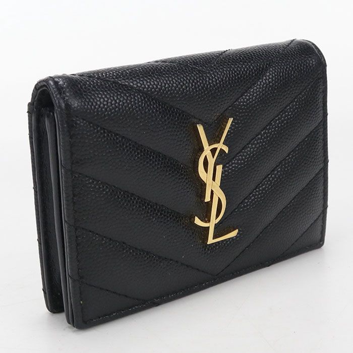 SAINT LAURENT サンローラン ビジネスカードケース モノグラム 596323 名刺入れ カーフ【中古】 レディース