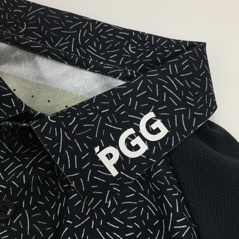 超美品】PGGパーリーゲイツ 半袖ポロシャツ ネイビー×白 身頃総柄