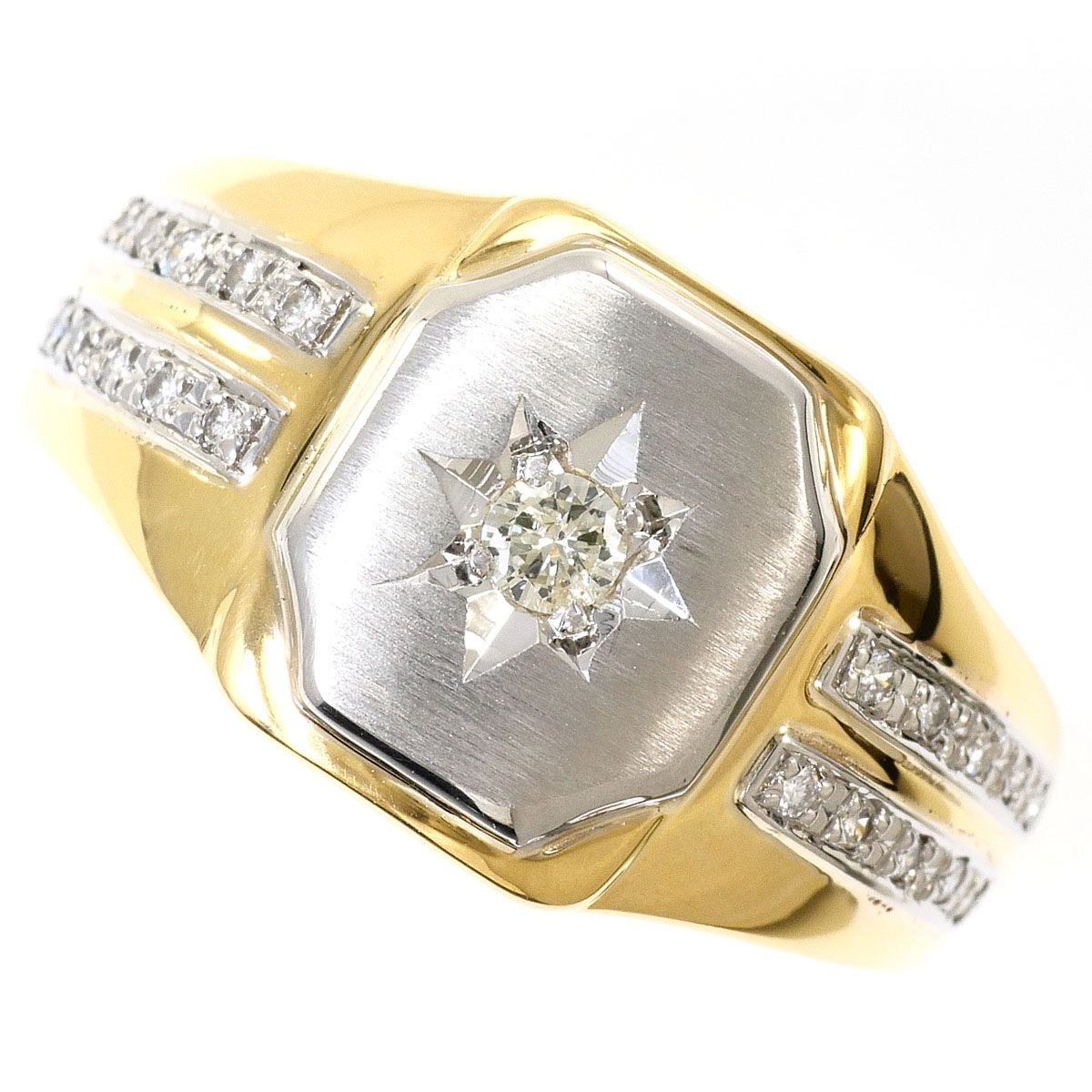 PT900/プラチナ K18YG リング・指輪 21号 ダイヤモンド 0.20ct 鑑別書
