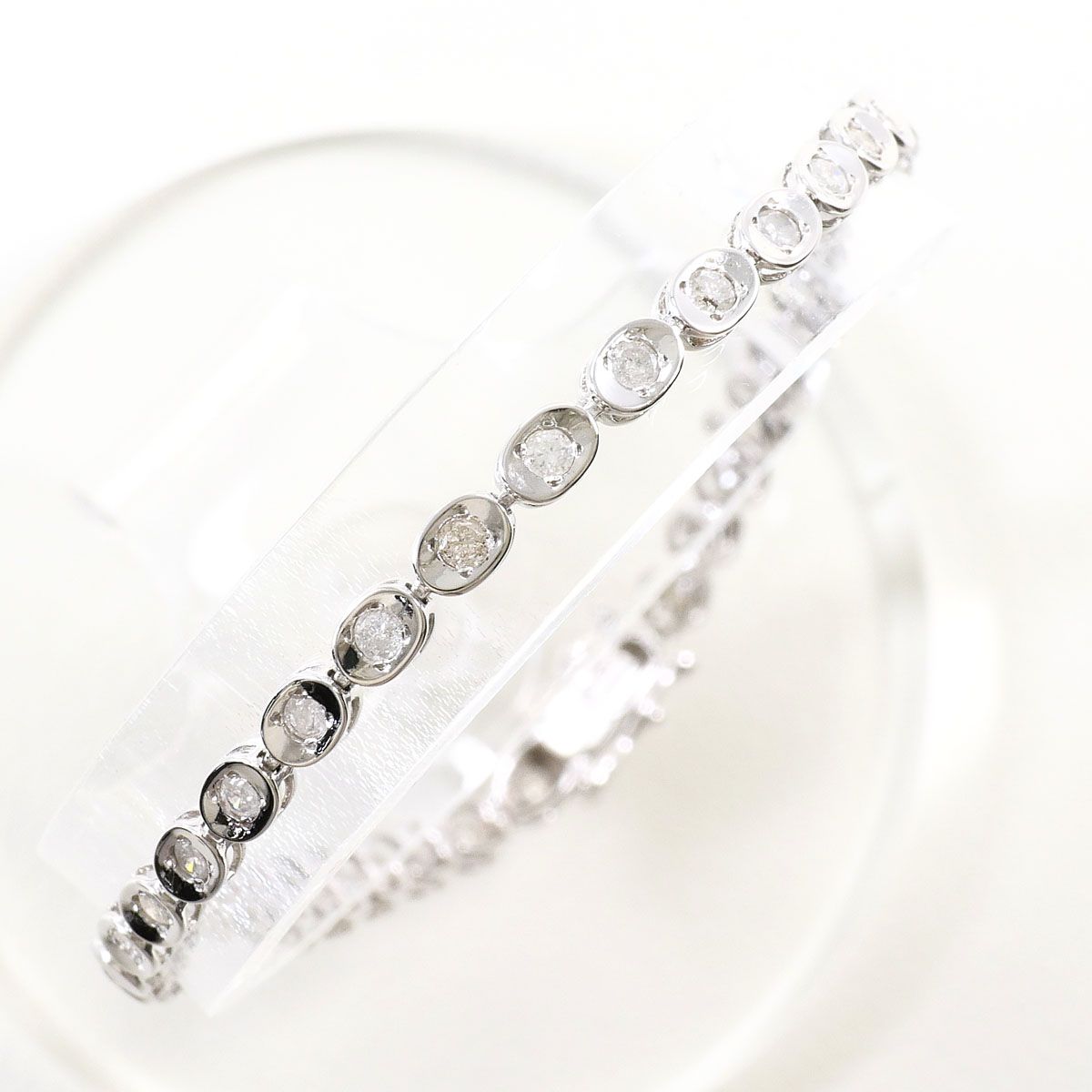 K14WG ブレスレット ダイヤモンド 1.00ct 鑑別書 総重量約4.1g 約18.5