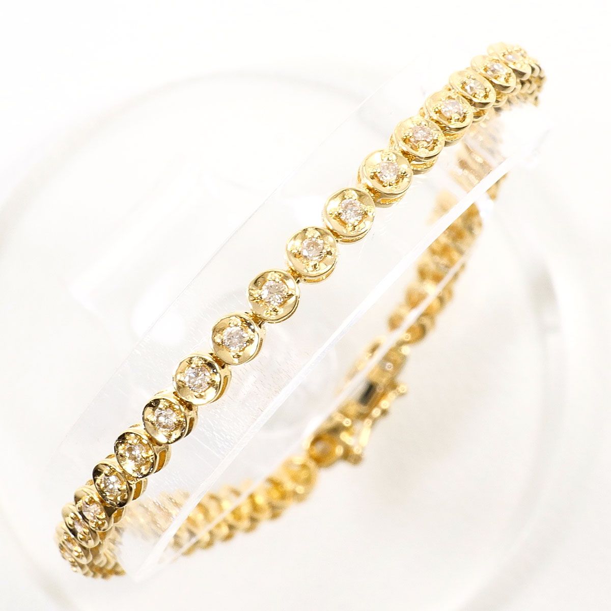 K18YG ブレスレット ダイヤモンド 1.00ct 鑑別書 総重量約9.0g 約18cm 