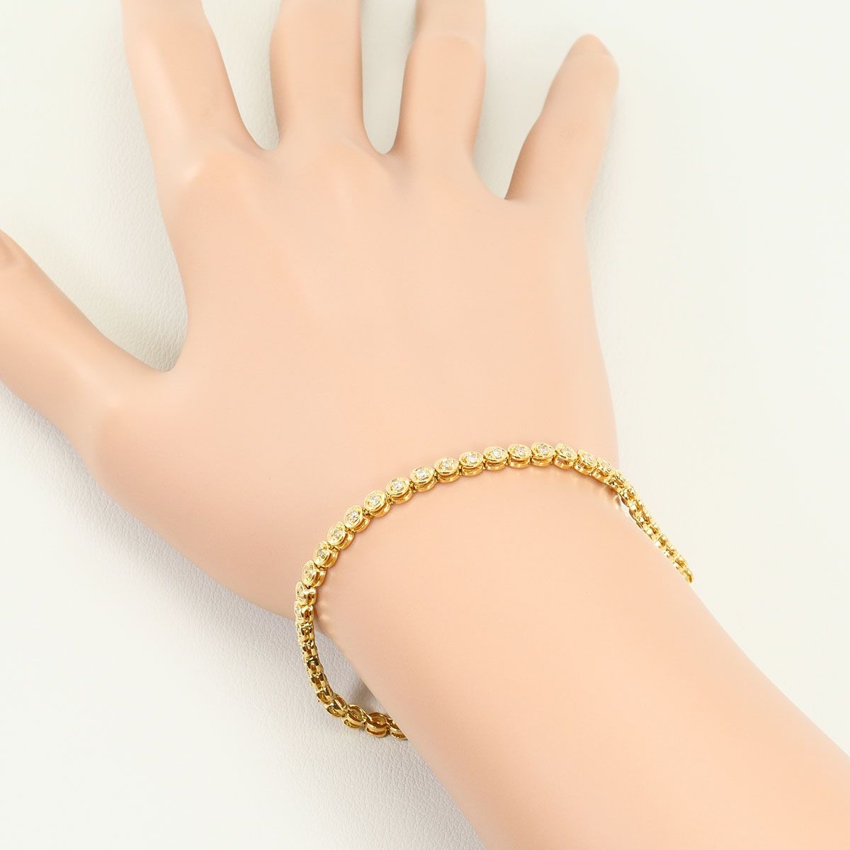 K18YG ブレスレット ダイヤモンド 1.00ct 鑑別書 総重量約9.0g 約18cm 