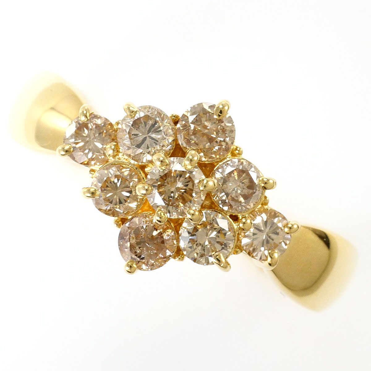 K18YG リング・指輪 17号 ダイヤモンド 1.00ct 鑑別書 総重量約3.8g
