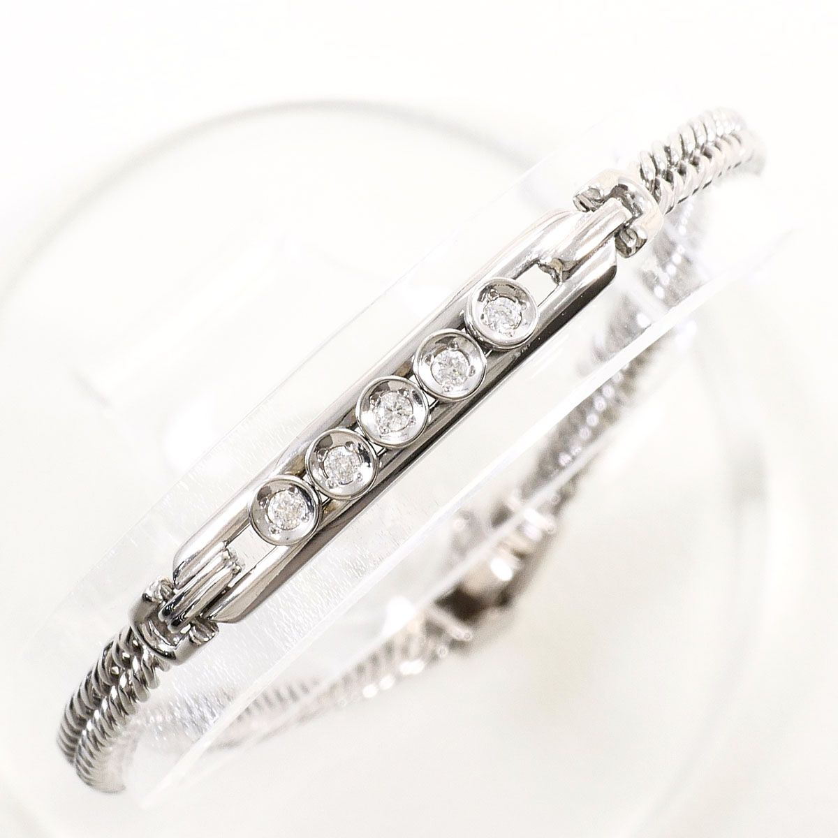 K14WG ブレスレット ダイヤモンド 0.11ct 鑑別書 総重量約7.4g 約18.5