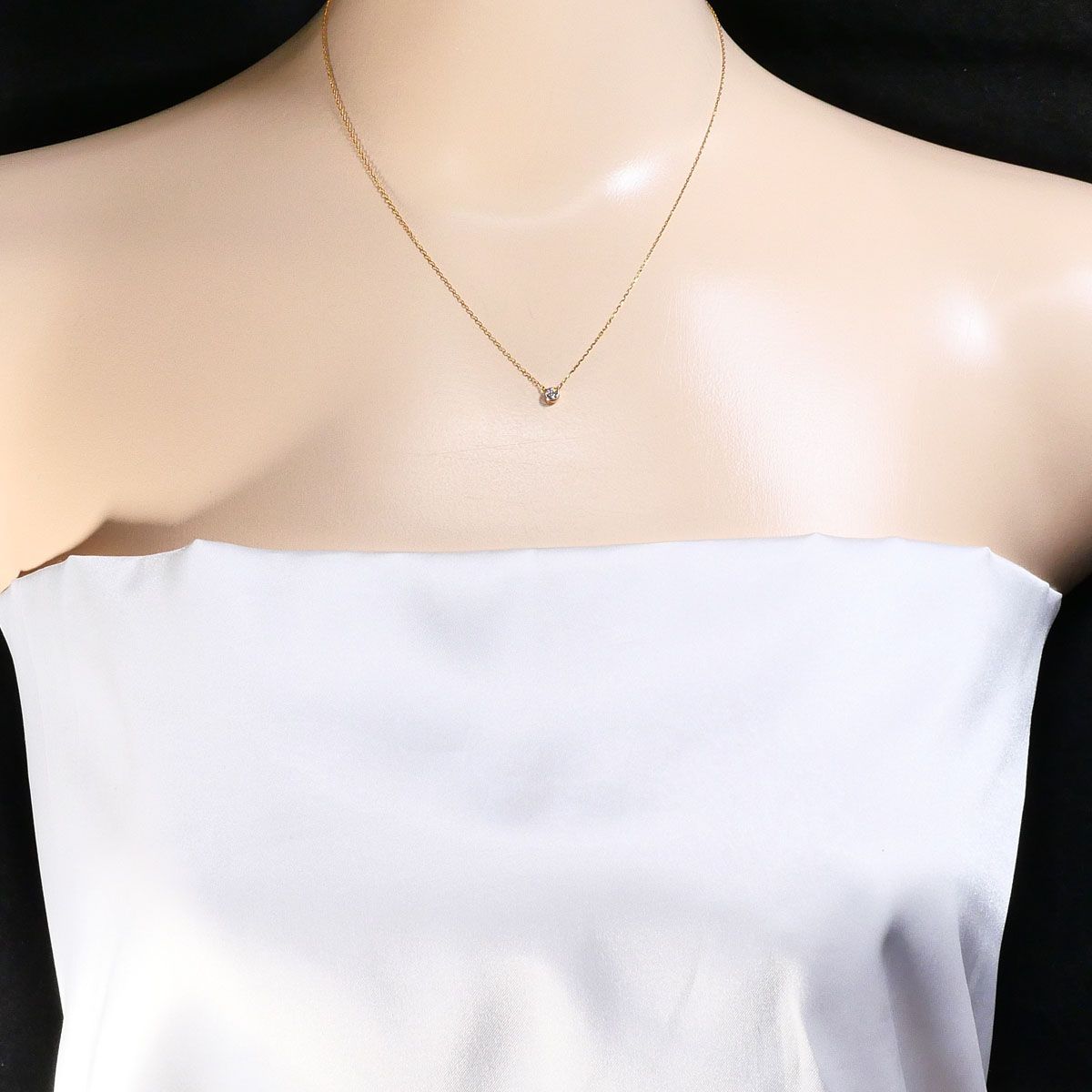 エテ ete K18PG ネックレス ダイヤモンド 0.1ct 総重量約1.0g 約40cm 