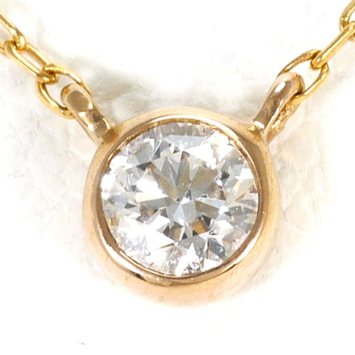 ete エテ K18PG ひと粒ダイヤモンドネックレス　約45センチ エテ ete K18PG ネックレス ダイヤモンド 0.1ct 総重量約1.0g 約40cm