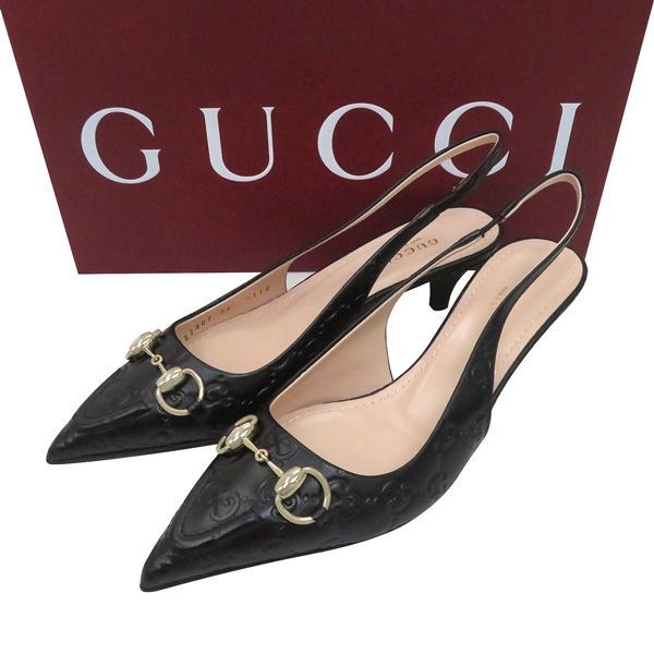 【新品未使用25SS】GUCCI グッチ GGシマ ホースビット スリングバック パンプス ミュール 36 レザー エンボス 付属品〇 定価15.6万 47745