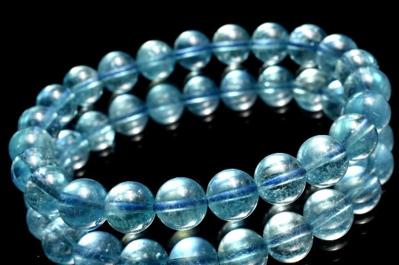 【１点物】AAAA☆モザンビーク産 アクアマリン　8mm　ブレスレット パワーストーン 天然石 _MD2165