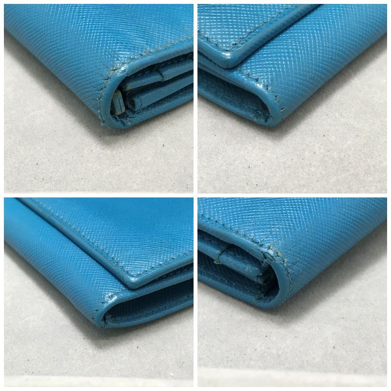 PRADA プラダ 長財布 三角ロゴ サフィアーノレザー ライトブルー系 