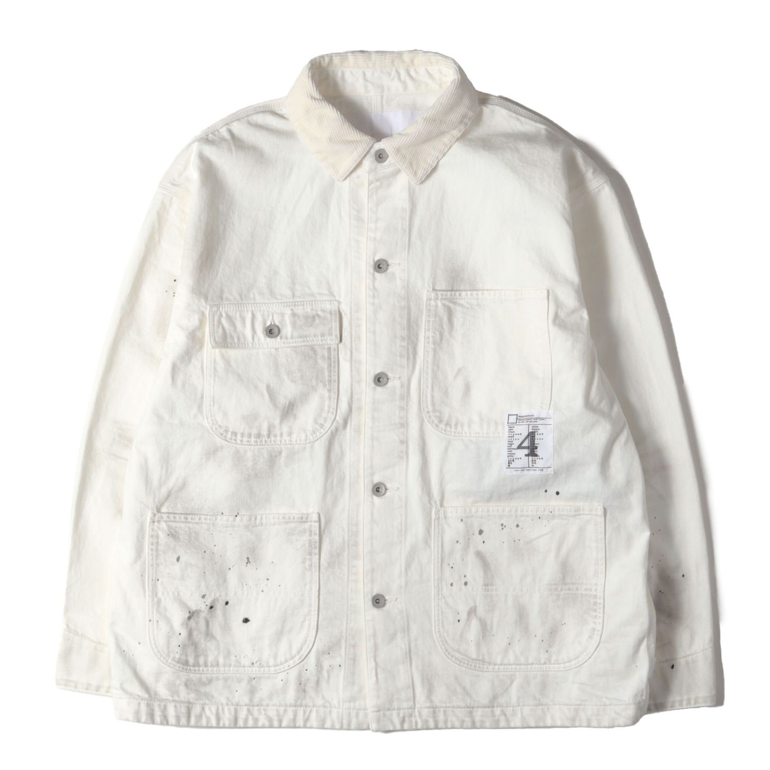 【新品】NEIGHBORHOOD ネイバーフッド ジャケット ホワイト 白 サイズ:XL 25AW ヴィンテージ加工 ホワイトデニム カバーオール BW . WASHED COVERALL JACKET アウター ブルゾン コート 上着【メンズ】 NEIGHBORHOOD ネイバーフッド 25AW ヴィンテージ加工 ホワイトデニム