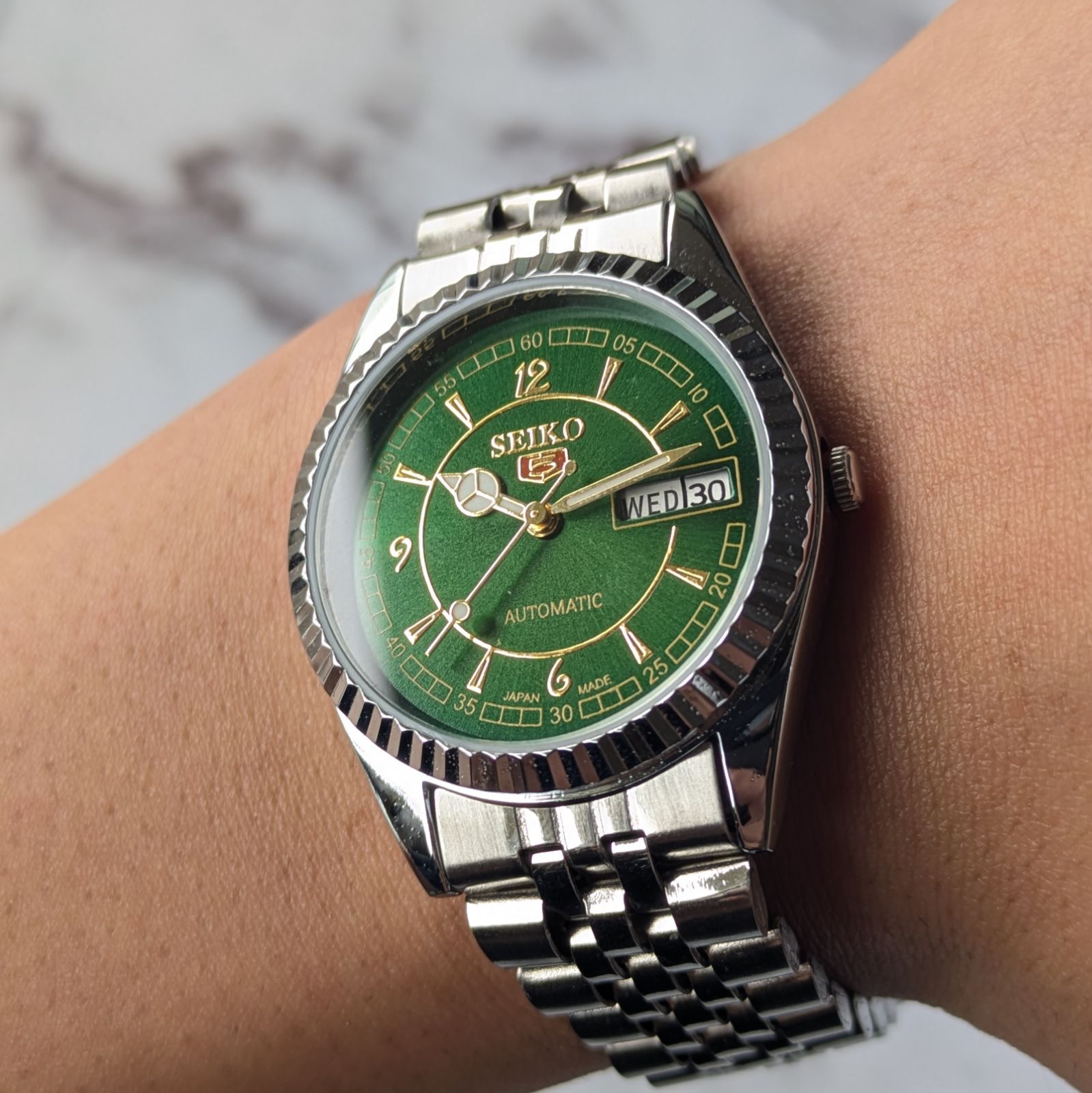 稼働品 SEIKO セイコー5 自動巻き ヴィンテージ グリーンダイヤル