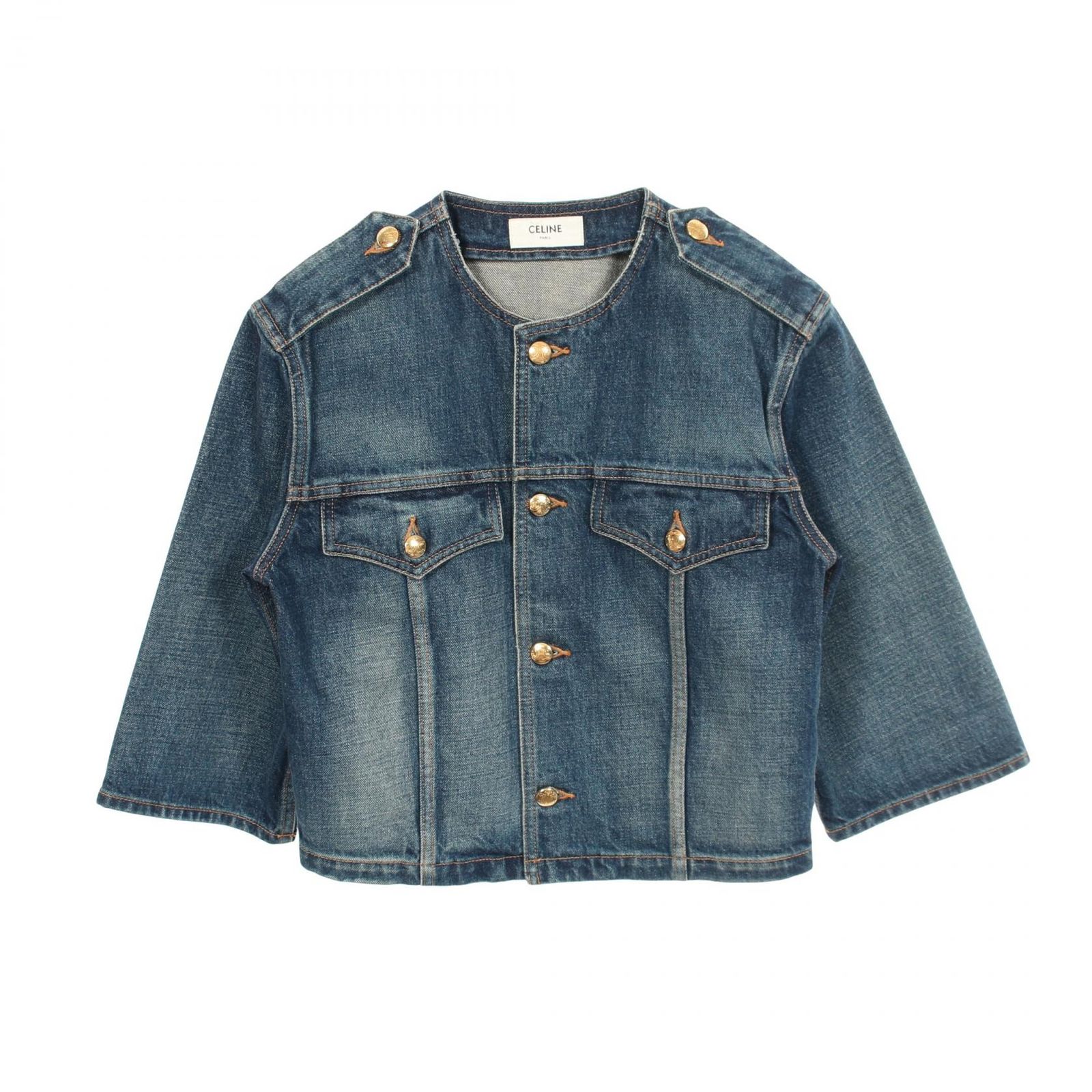 セリーヌ CELINE デニムジャケット トリオンフボタン 2Q468365M ブルー 