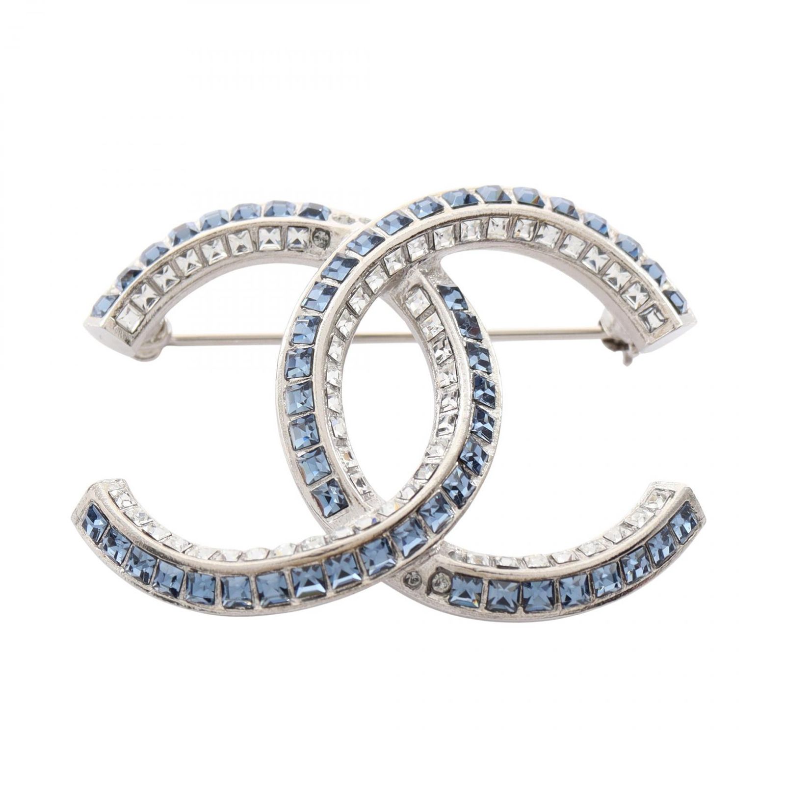 シャネル CHANEL ブローチ ココマーク F19P ブルー ステンレススチール ラインストーンブローチ レディース Used A