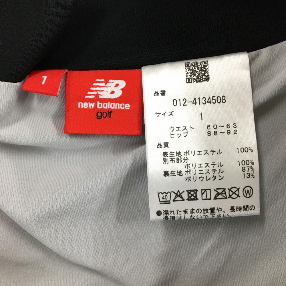 新品】ニューバランスゴルフ スカート 黒×白 裾英字ロゴ 内側インナー