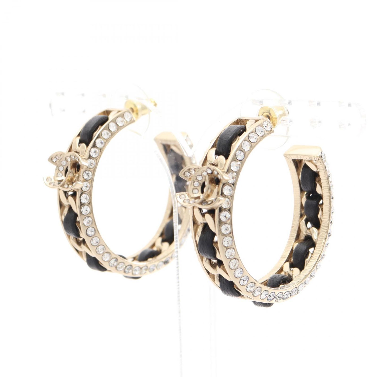 シャネル CHANEL ピアス ココマーク フープ GP（ゴールドメッキ） レザー フープピアス レディース Used A