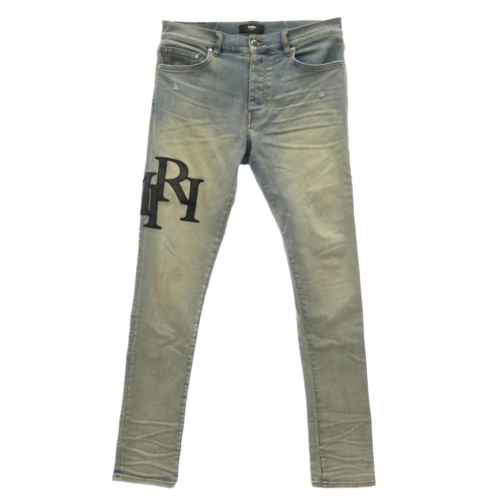 AMIRI アミリ 26SS AMDNSY1114 Staggered Logo Skinny Jean レザー