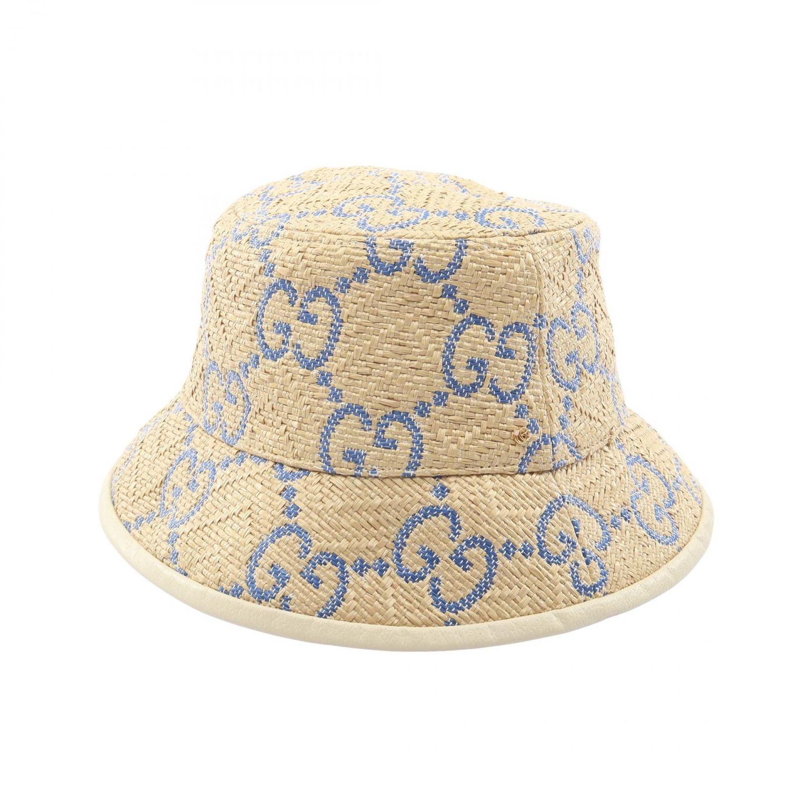 グッチ GUCCI ハット GG柄 ジャガード バケット 701703 ブルー ナイロン ジャガードバケットハット レディース Used A